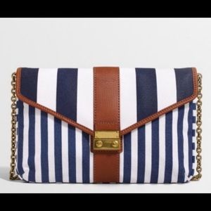 J. Crew Shoulder Bag Canvas Navy Stripes
